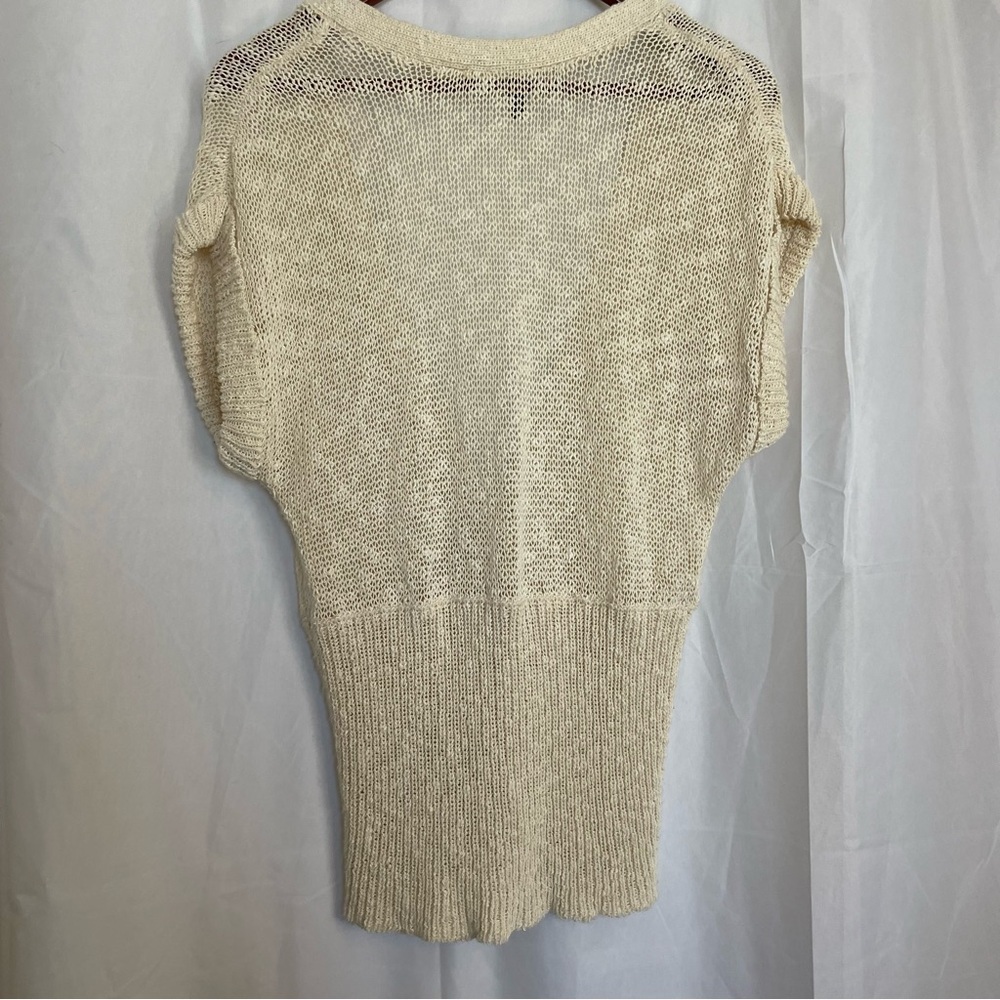 JASON MAXWELL Women’s Cream Short Sleeve V Neck Knit Cardigan Sweater Size Large - Picture 8 of 10